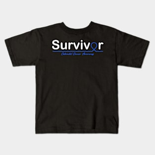 Colorectal Cancer Awareness Survivor Heartbeat Kids T-Shirt